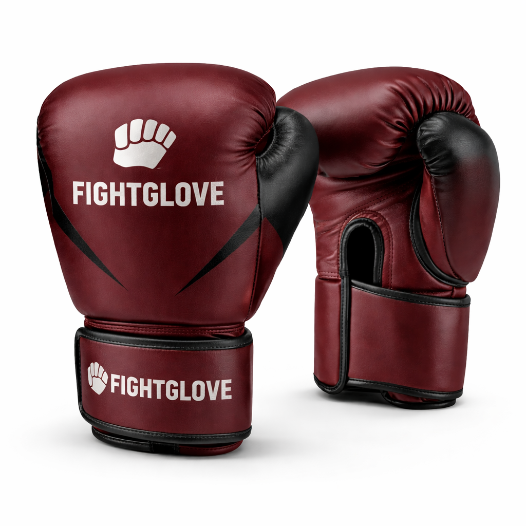 FightGlove Crimson Shadow Boxing Gloves – Deep Maroon Pro Style
