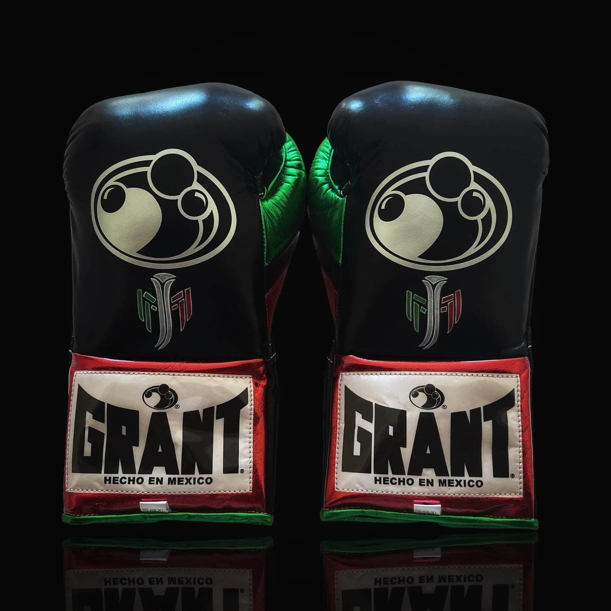 Grant Black/Green/Red Boxing Gloves Premium Gym Training Pair Back View