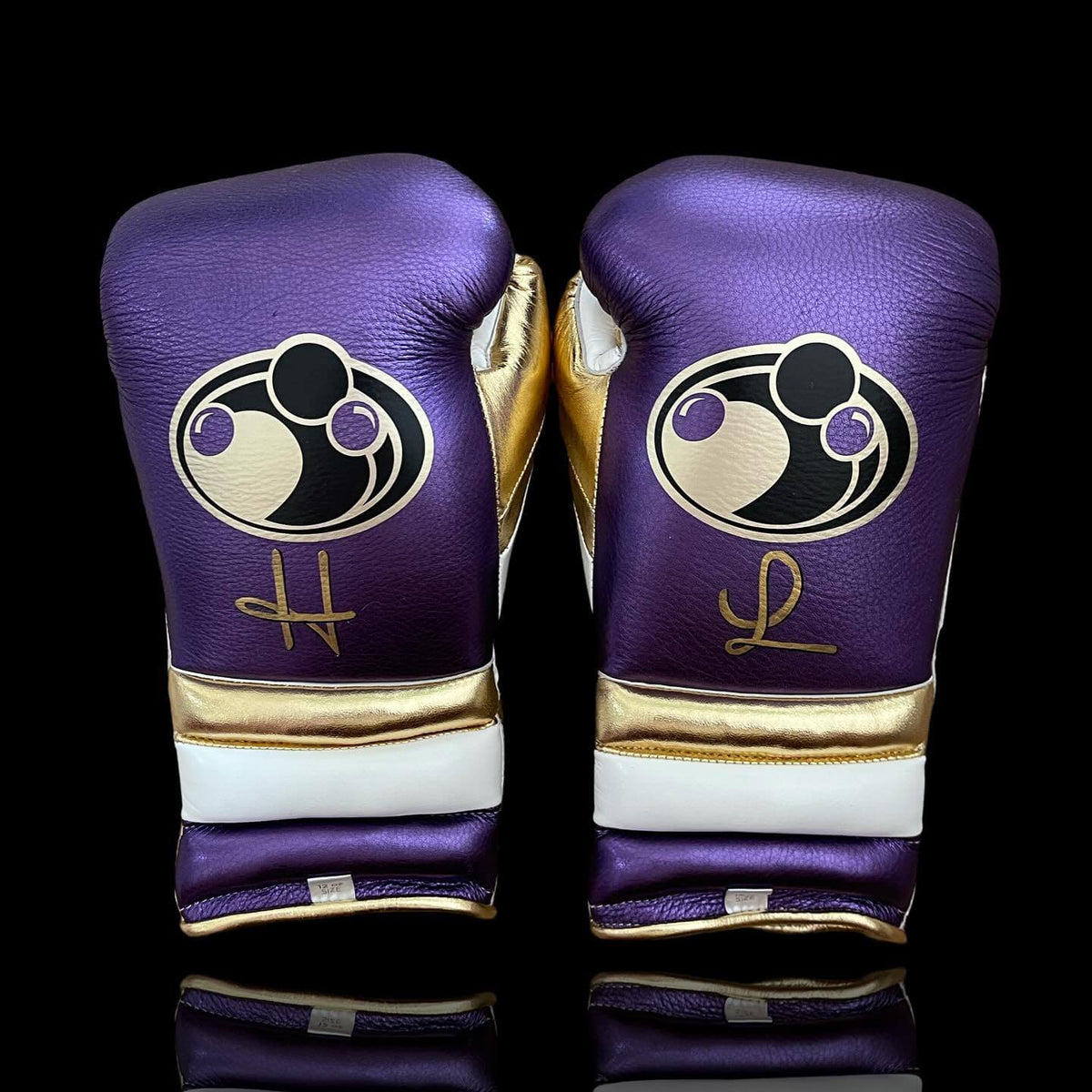 Grant Purple/Gold/White Lace-Up Boxing Gloves Classic Training Gloves Back View