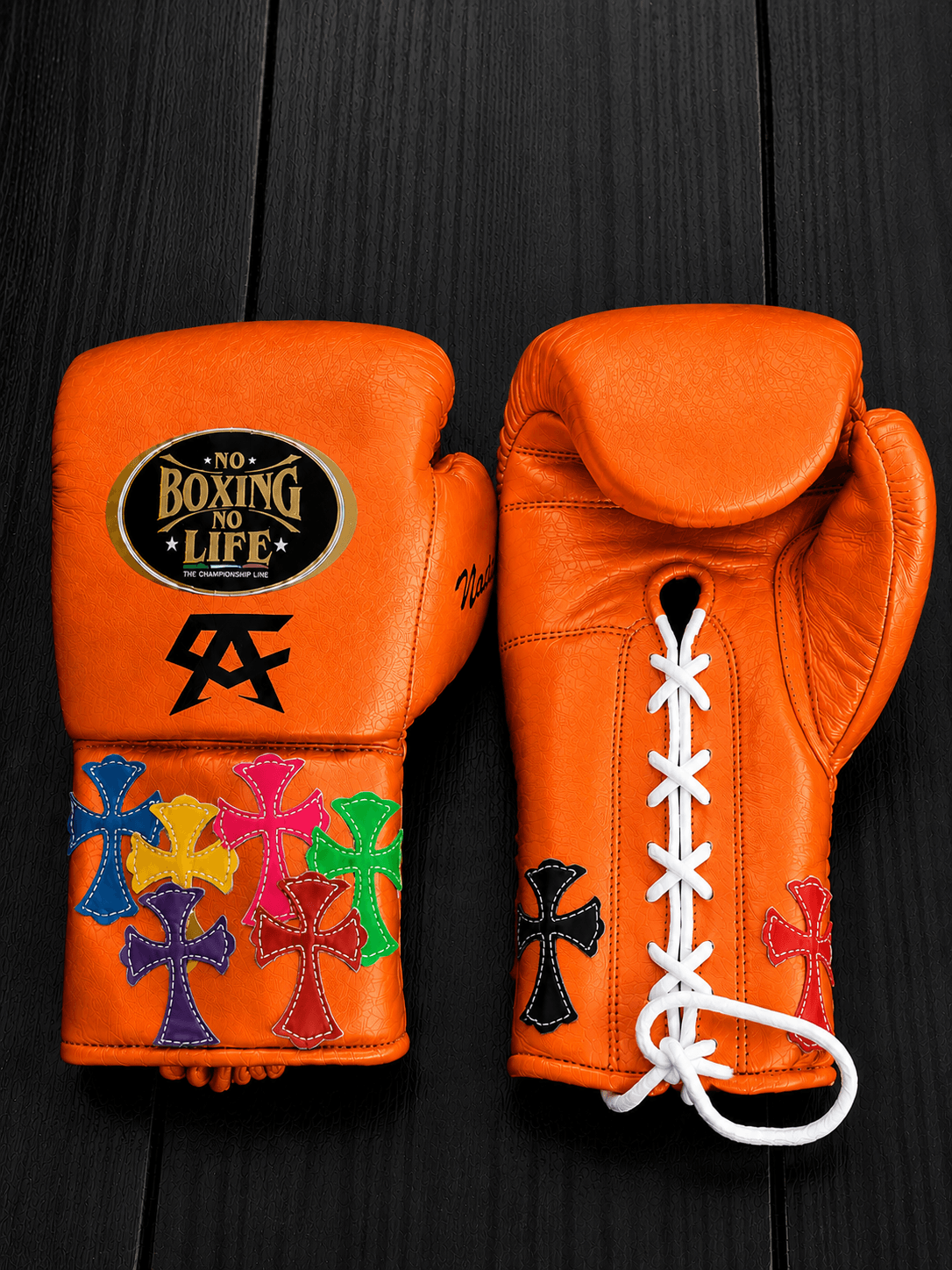 No Boxing No Life Orange Leather Boxing Gloves Custom Fit Trainingrange