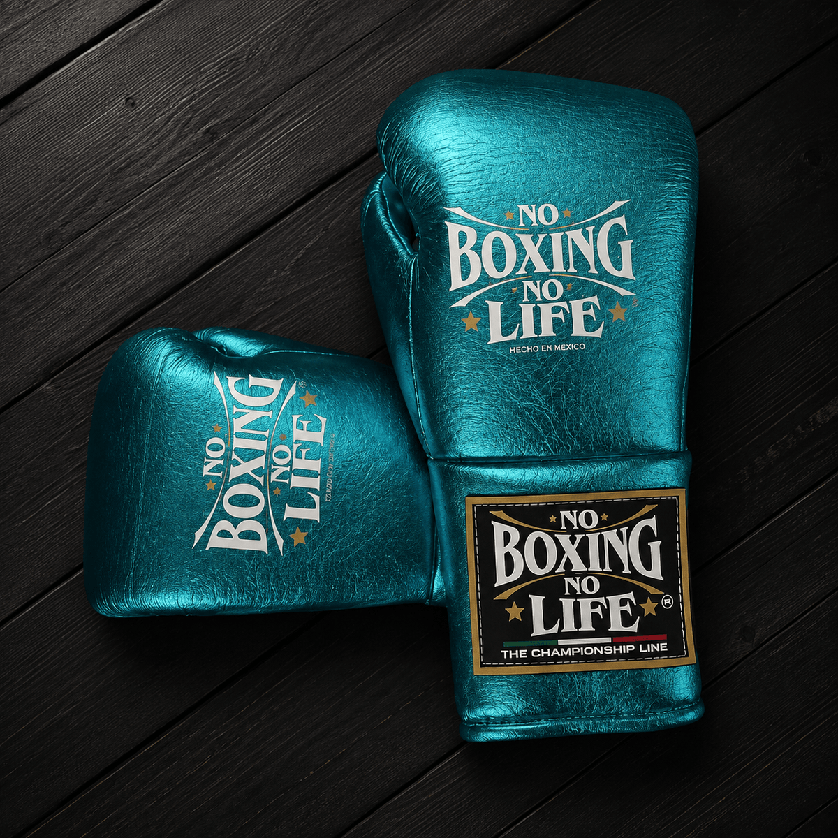 No Boxing No Life Gloves Sky-Blue Leather Gloves for Pad Work