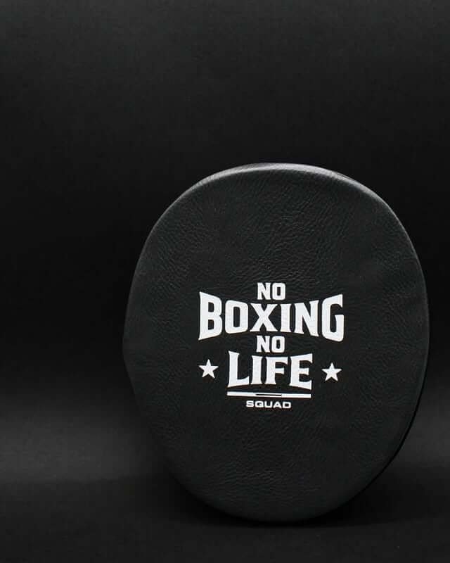 No Boxing No Life Punching Mitts Black Leather Focus Mitts for Training Back View