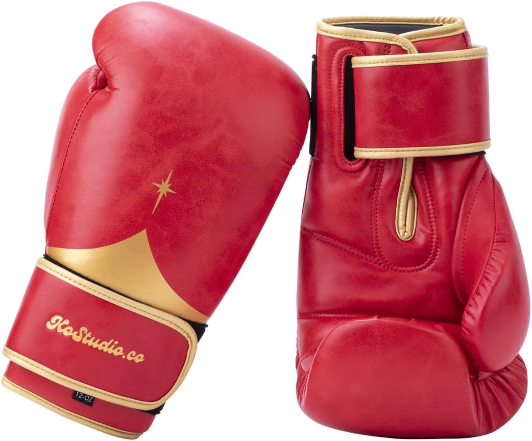 KOSTUDIO Boxing Gloves for Men & Women - Leather Gloves for Heavy Bag, Punching Bag,Muay Thai, MMA, Kickboxing, Gym Training, Sparring Pro-Style Guantes de Boxeo 12oz 14oz 16oz
