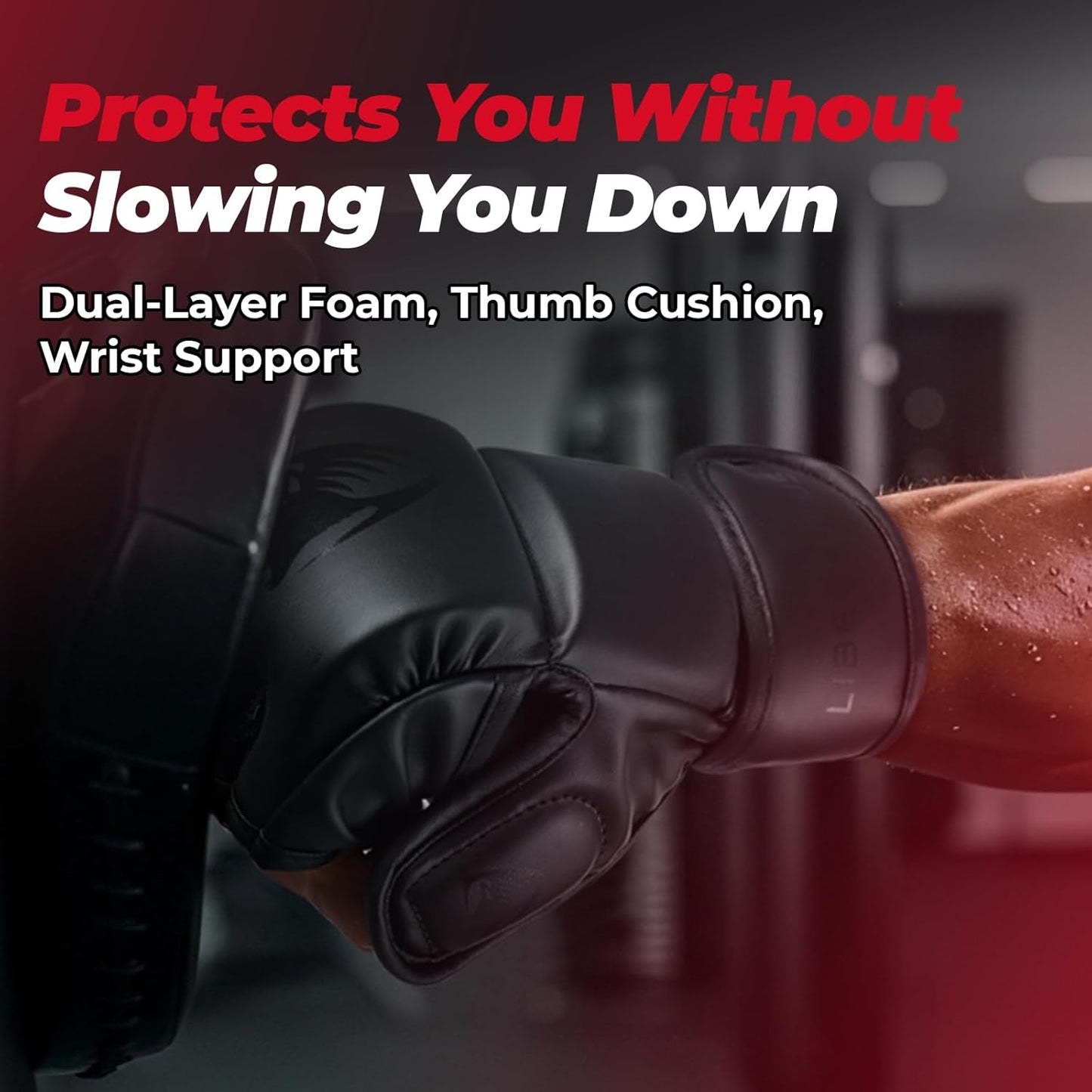 LIBERLUPUS MMA Gloves for Men– Open Palm Training Gloves for Grappling, Kickboxing, Muay Thai, Light Sparring, Youth Self-Defense, Heavy Bag Workouts – Durable Synthetic Leather with Wrist Support