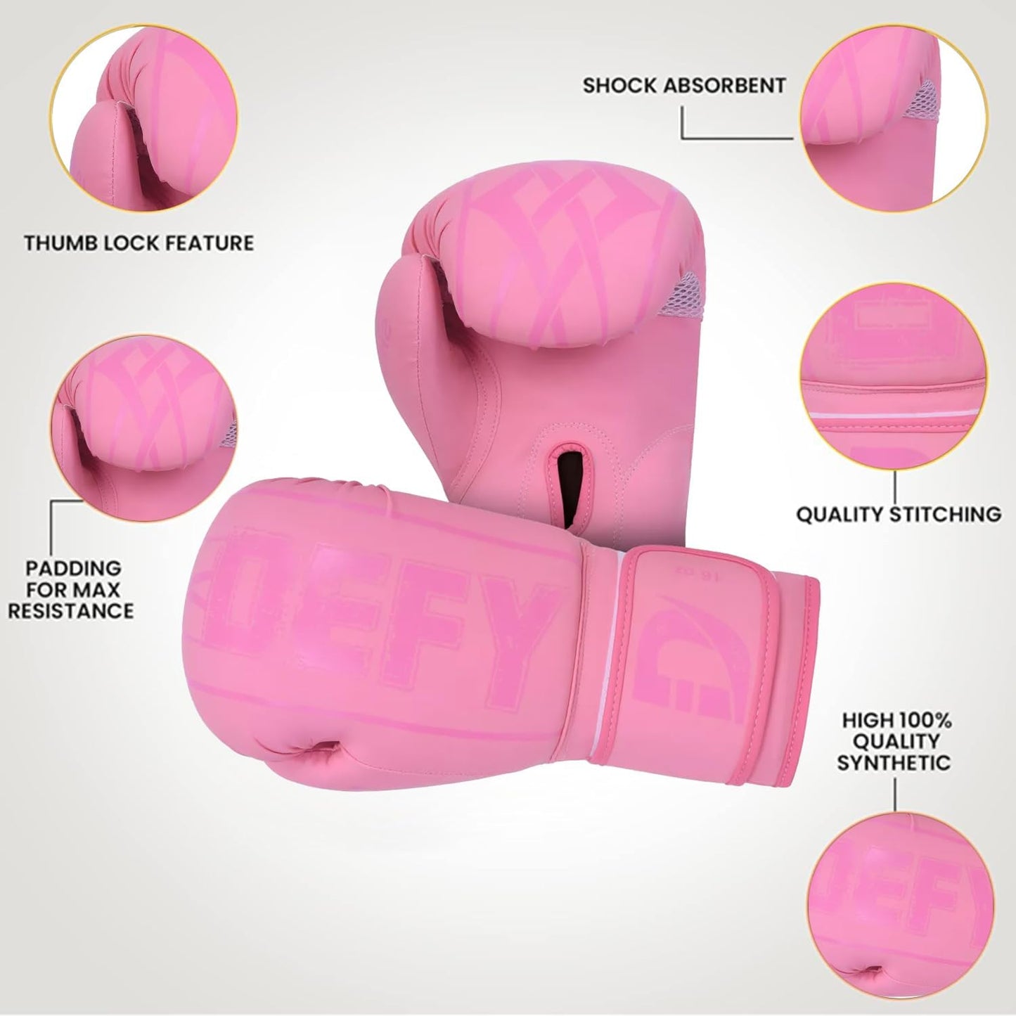 DEFY Boxing Gloves for Men & Women - Premium Quality Synthetic Leather Boxing Gloves for Training - Perfect for Punching Heavy Bags, Sparring, & Fighting Gloves
