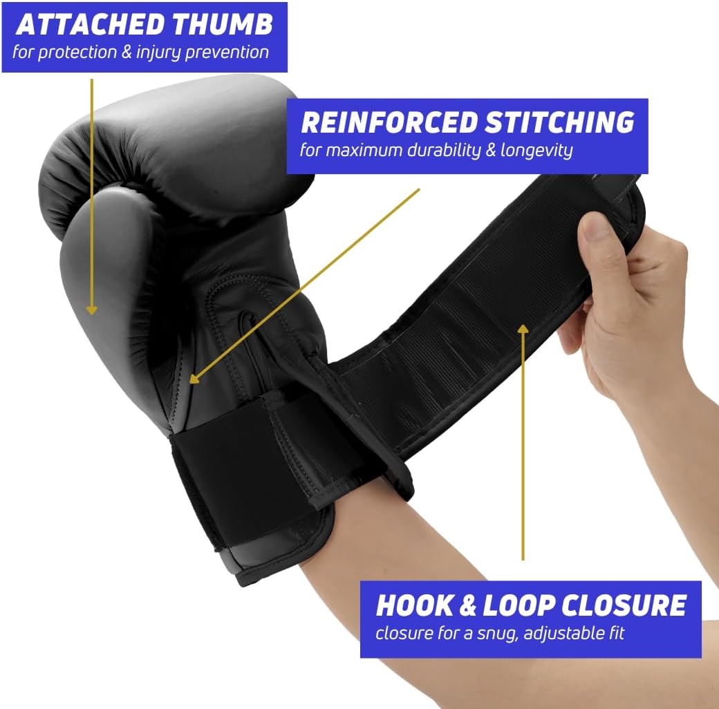 KOSTUDIO Boxing Gloves for Men & Women - Leather Gloves for Heavy Bag, Punching Bag,Muay Thai, MMA, Kickboxing, Gym Training, Sparring Pro-Style Guantes de Boxeo 12oz 14oz 16oz