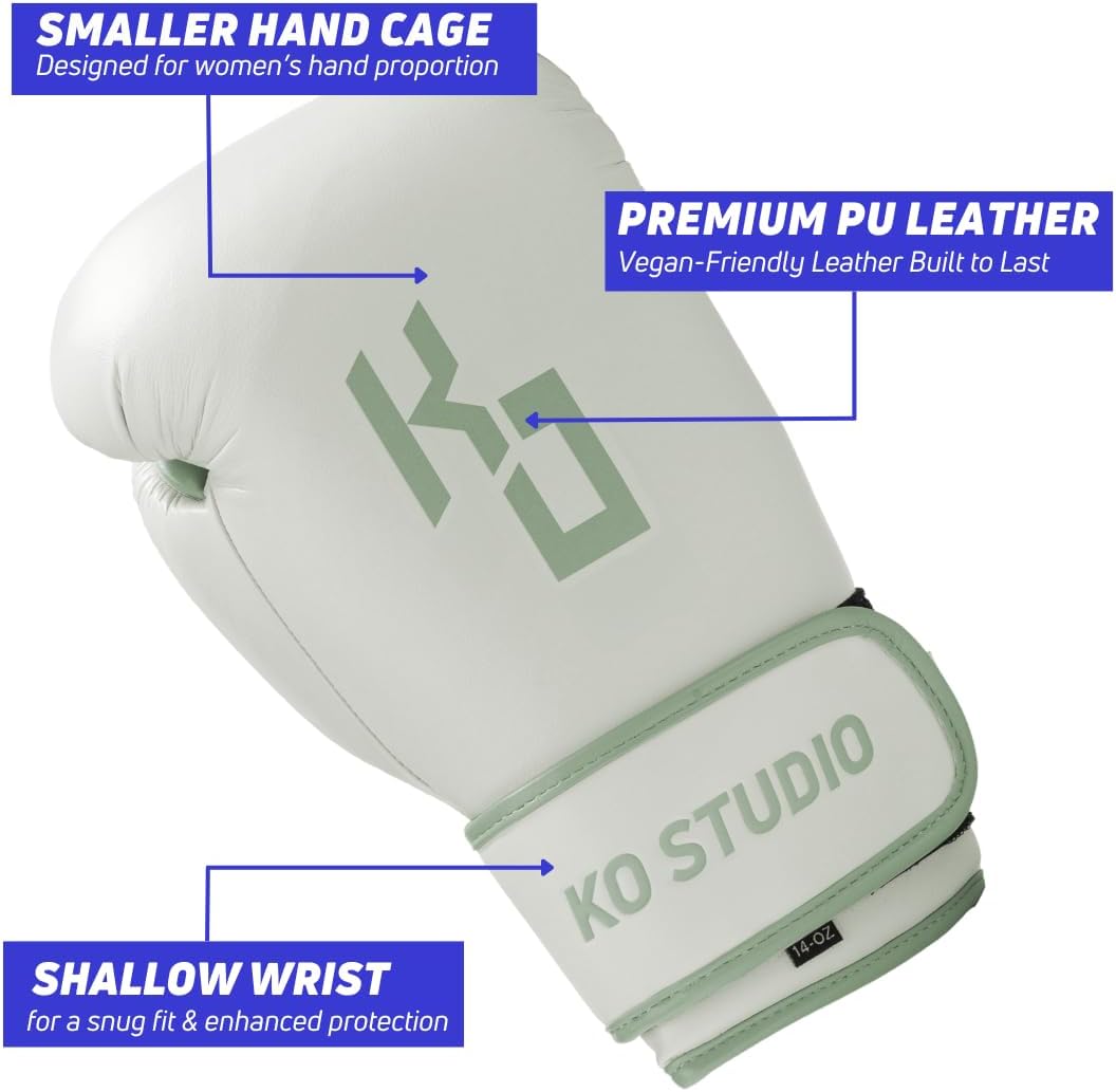 KOSTUDIO Boxing Gloves for Men & Women - Leather Gloves for Heavy Bag, Punching Bag,Muay Thai, MMA, Kickboxing, Gym Training, Sparring Pro-Style Guantes de Boxeo 12oz 14oz 16oz