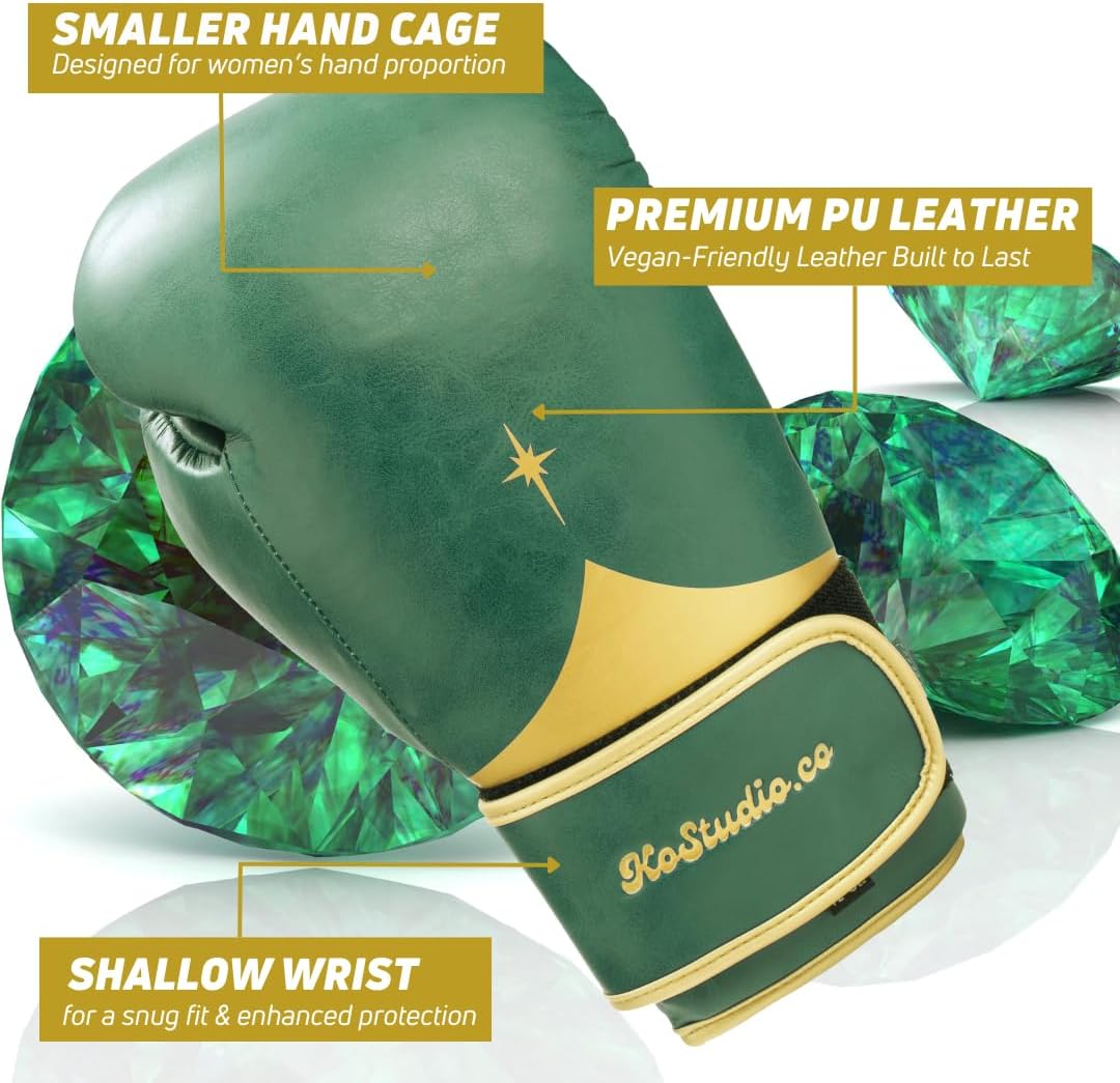 KOSTUDIO Boxing Gloves for Men & Women - Leather Gloves for Heavy Bag, Punching Bag,Muay Thai, MMA, Kickboxing, Gym Training, Sparring Pro-Style Guantes de Boxeo 12oz 14oz 16oz