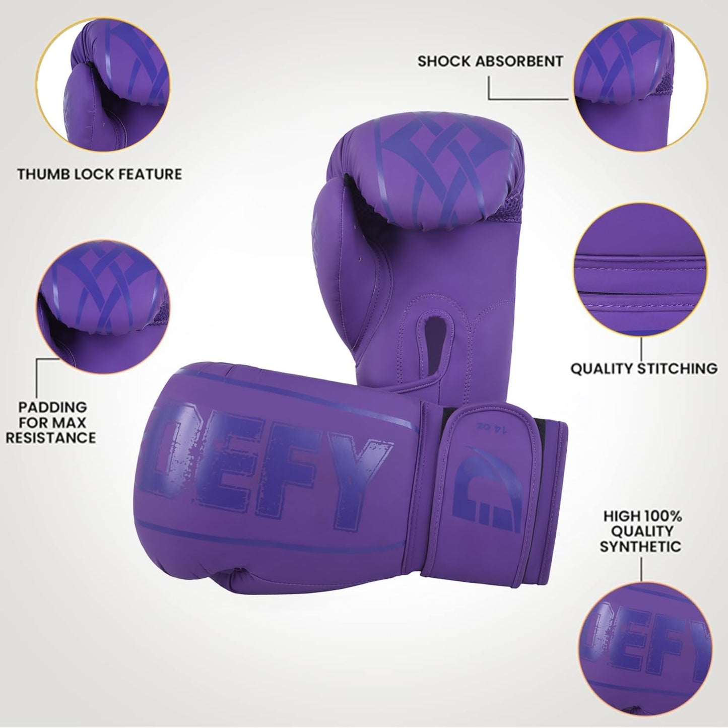 DEFY Boxing Gloves for Men & Women - Premium Quality Synthetic Leather Boxing Gloves for Training - Perfect for Punching Heavy Bags, Sparring, & Fighting Gloves