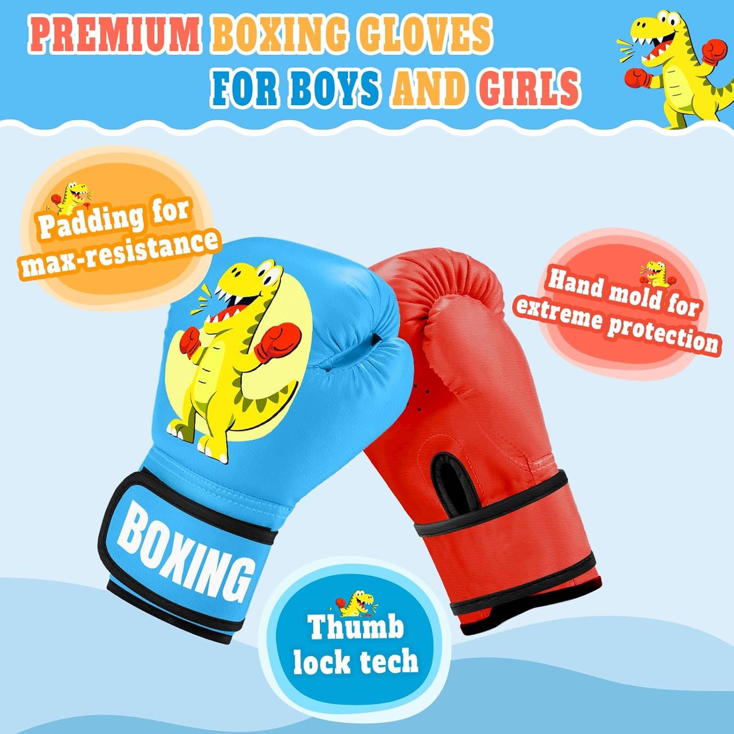 Kids Boxing Gloves for Boys & Girls, Youth Boxing Training Gloves for Kids Age 3 to 9 Years, 4OZ Training Sparring Gloves for Punching Bag Kickboxing Muay Thai MMA