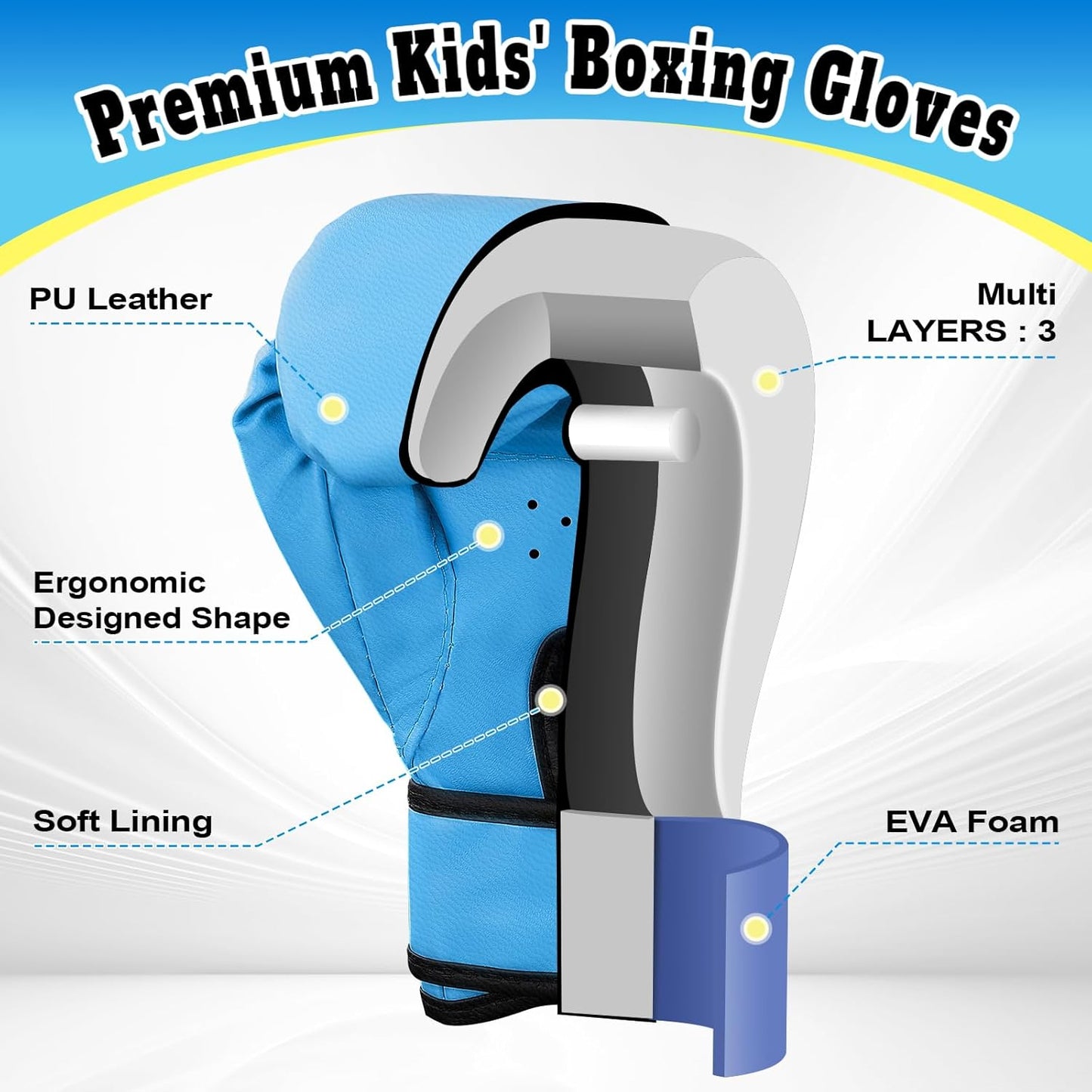 Kids Boxing Gloves for Boys & Girls, Youth Boxing Training Gloves for Kids Age 3 to 9 Years, 4OZ Training Sparring Gloves for Punching Bag Kickboxing Muay Thai MMA