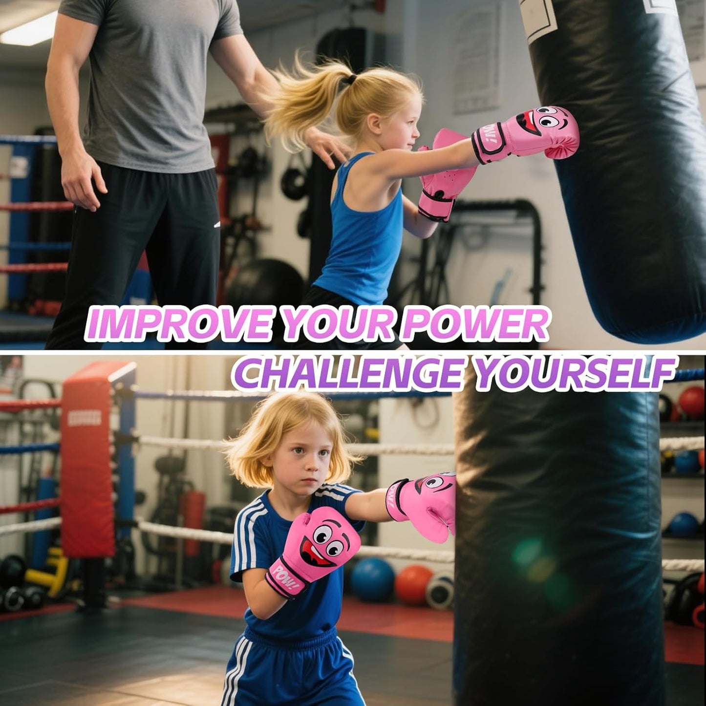 Kids Boxing Gloves for 3-8 Years Boys and Girls, Youth & Toddler Boxing Training Sparring Gloves for Punching Bag, Kickboxing, Muay Thai, MMA