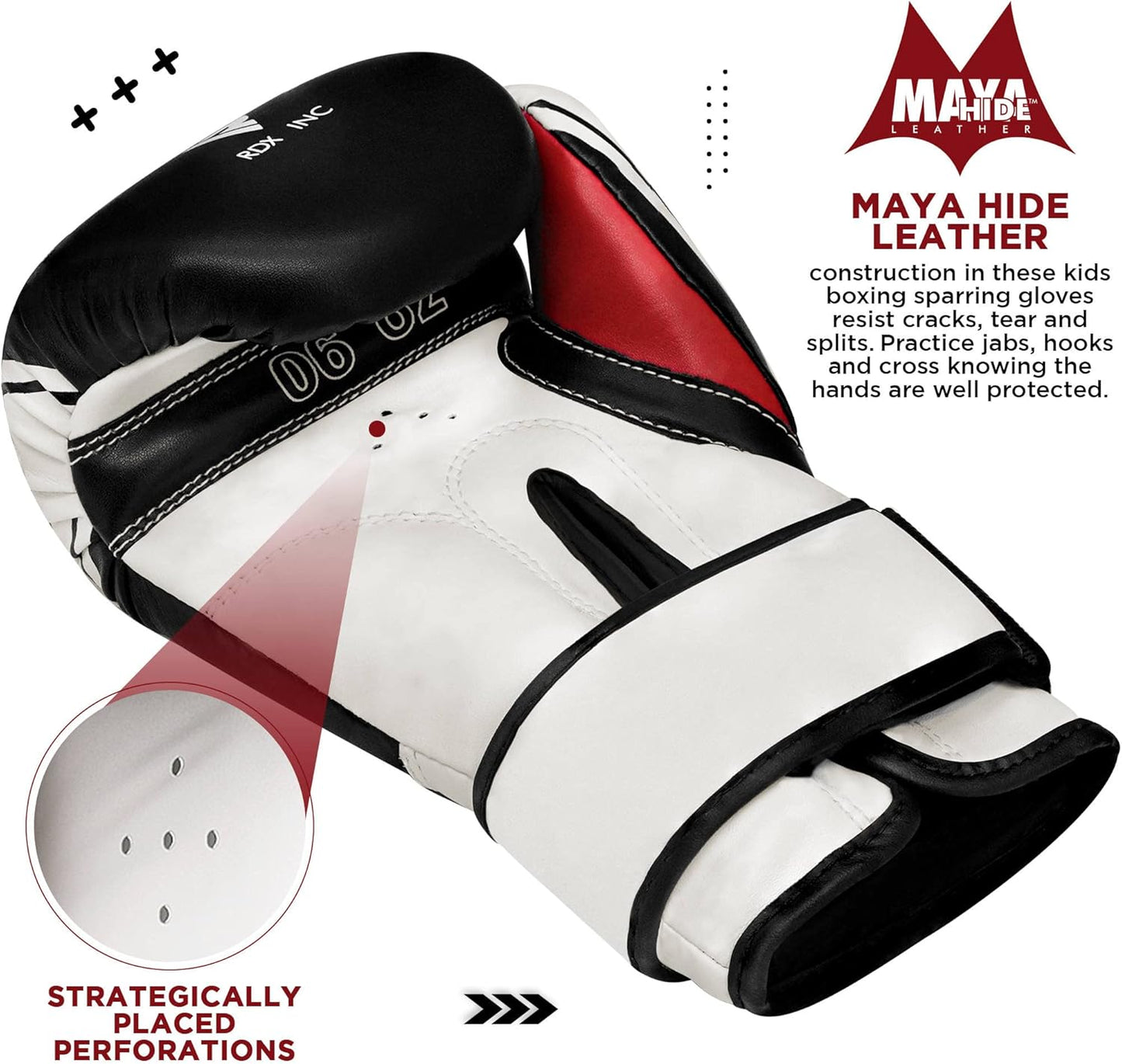 RDX Kids Boxing Gloves, 6oz 4oz Junior Training Mitts, Maya Hide Leather Ventilated Palm, Muay Thai Sparring MMA Kickboxing Fighting, Punch Bag Speed Ball Focus Pads Punching Workout