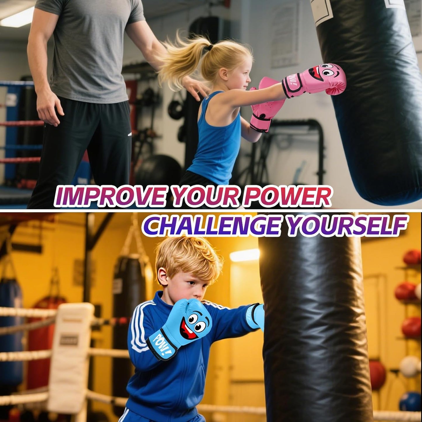 Kids Boxing Gloves for 3-8 Years Boys and Girls, Youth & Toddler Boxing Training Sparring Gloves for Punching Bag, Kickboxing, Muay Thai, MMA