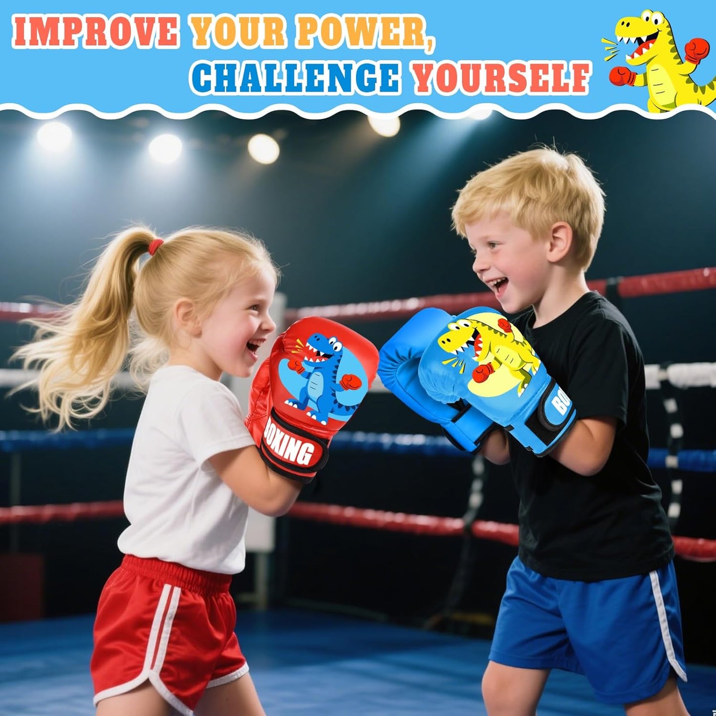 Kids Boxing Gloves for Boys & Girls, Youth Boxing Training Gloves for Kids Age 3 to 9 Years, 4OZ Training Sparring Gloves for Punching Bag Kickboxing Muay Thai MMA