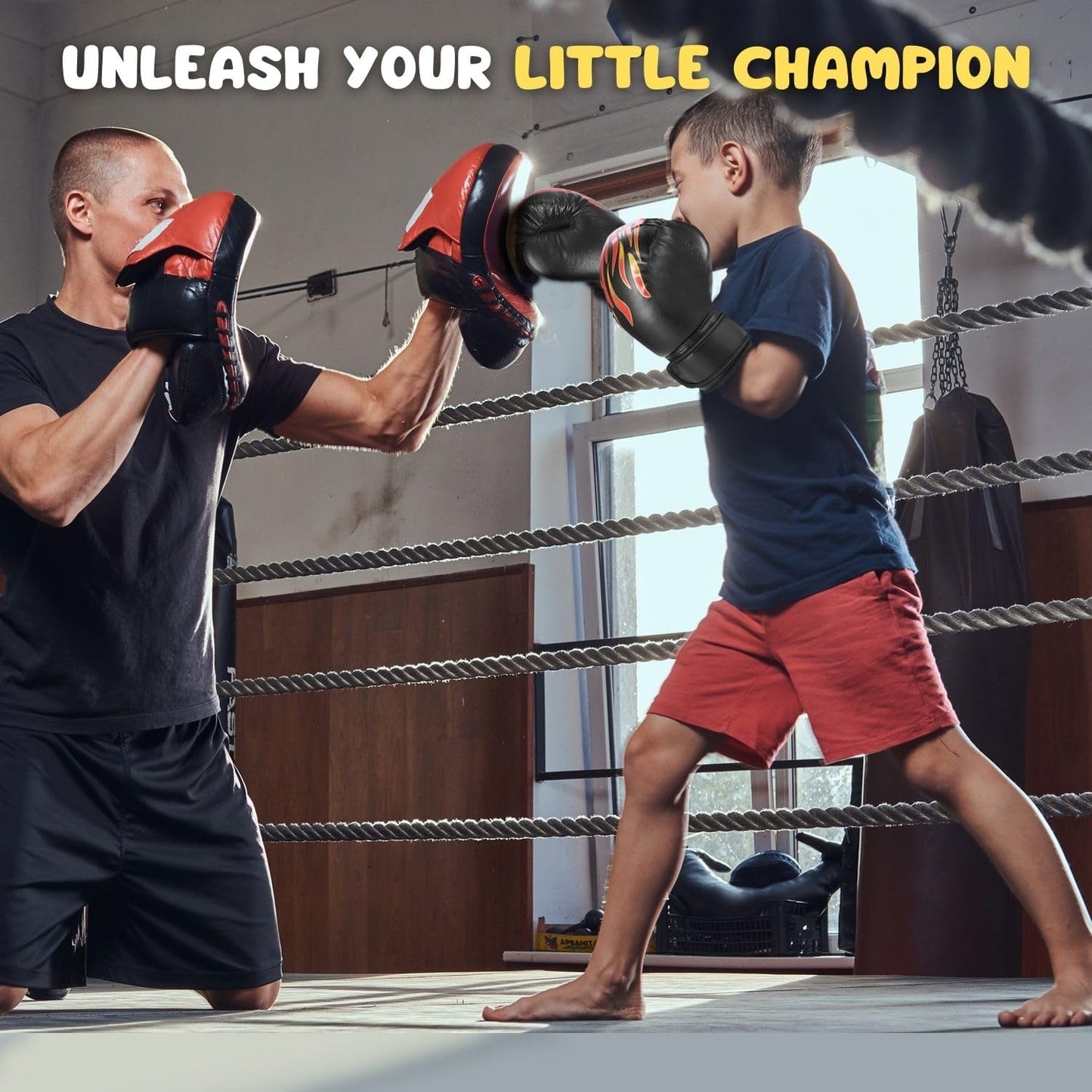 Flexzion Boxing Gloves for Kids 4oz – Training Punching Bag Mitts, Kid Boxing Gloves with Faux Leather & Wrap-Around Wrist Protection for Boys & Girls Ages 3-8 Years