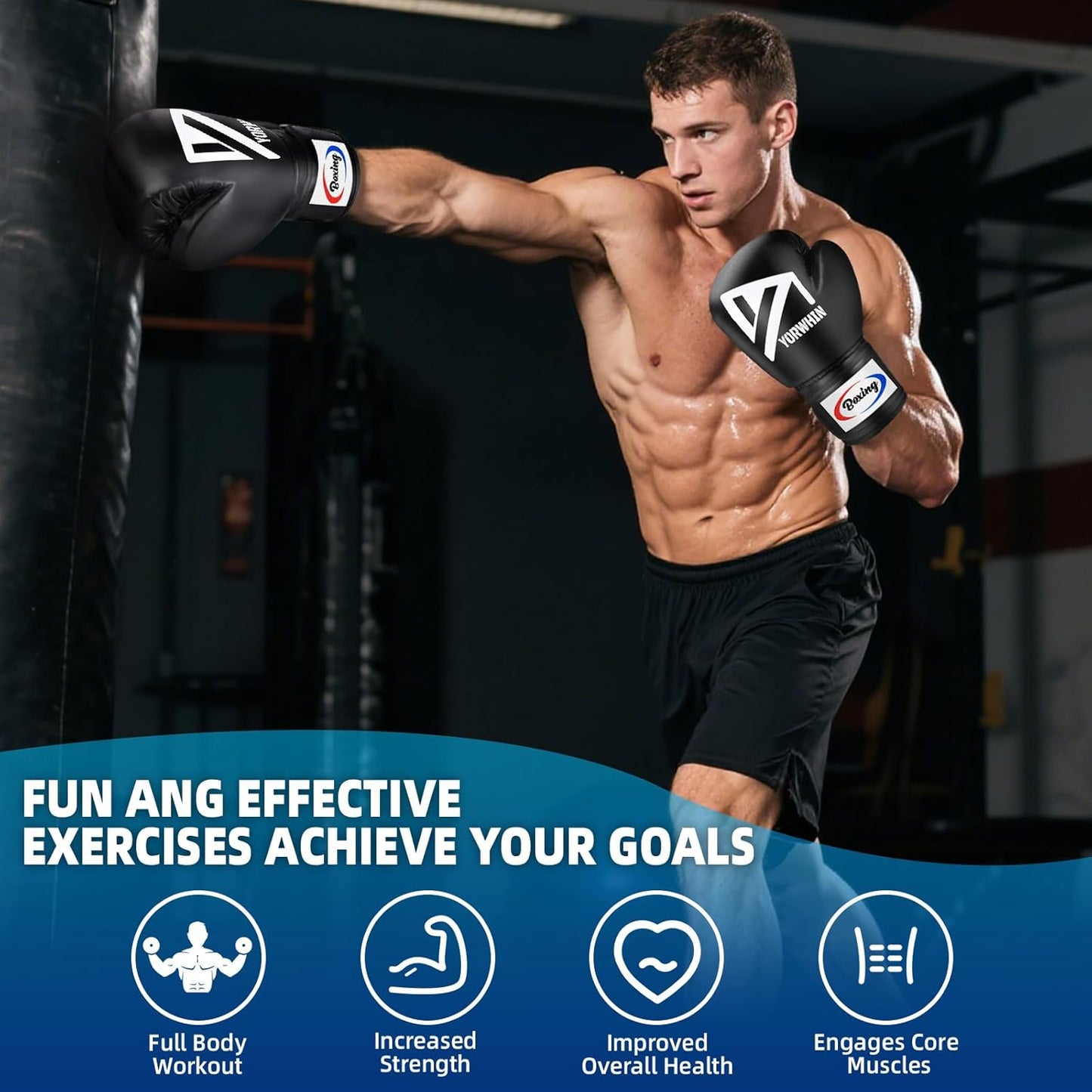 Boxing Gloves for Men Women, Training Sparring Boxing Gloves, Heavy Punching Bag Workout Gloves for Boxing Kickboxing Muay Thai Mixed Martial Arts MMA Training