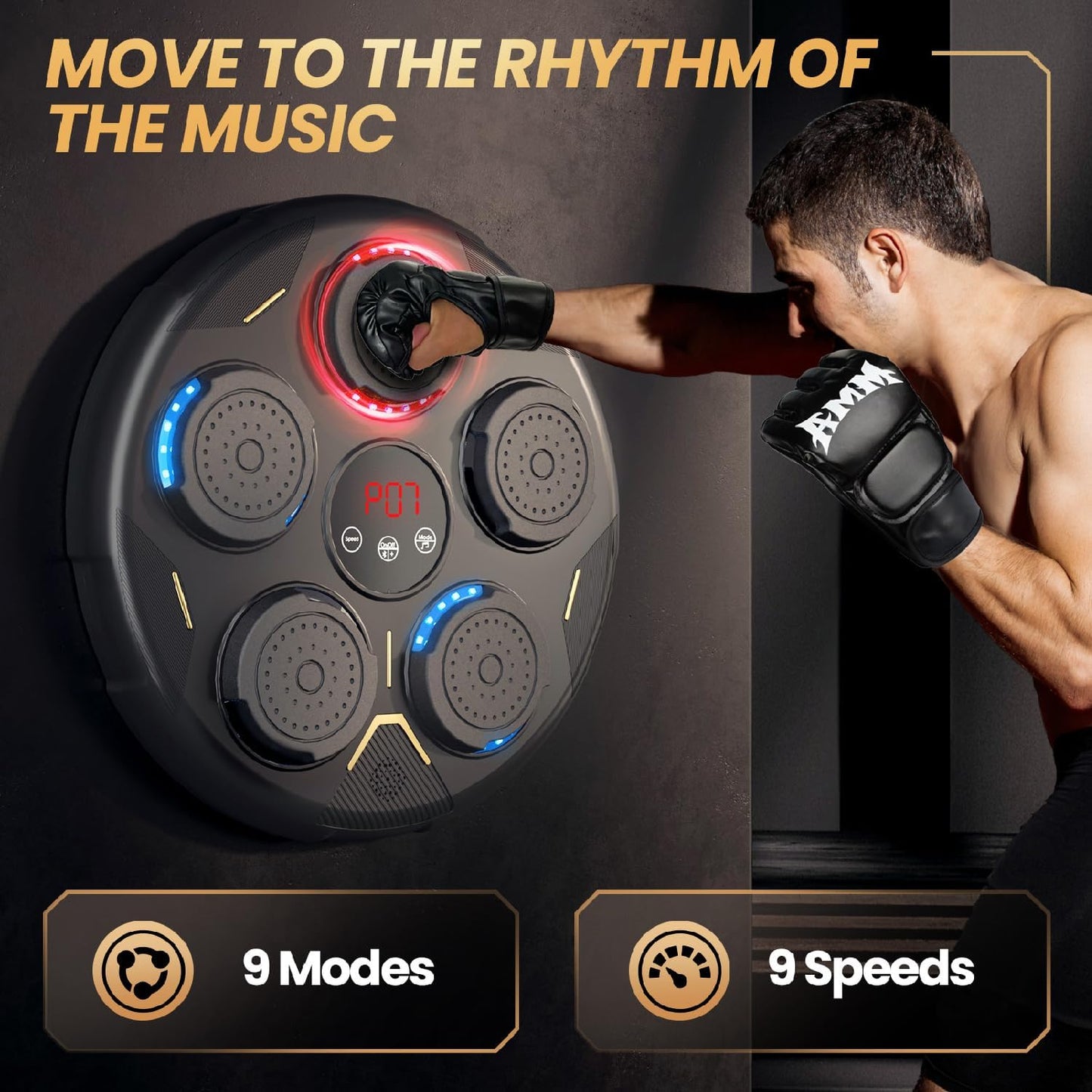 Music Boxing Machine, Boxing Machine Wall Mounted Music with Gloves, Smart Bluetooth Boxing Equipment, Boxing Music Workout Machine