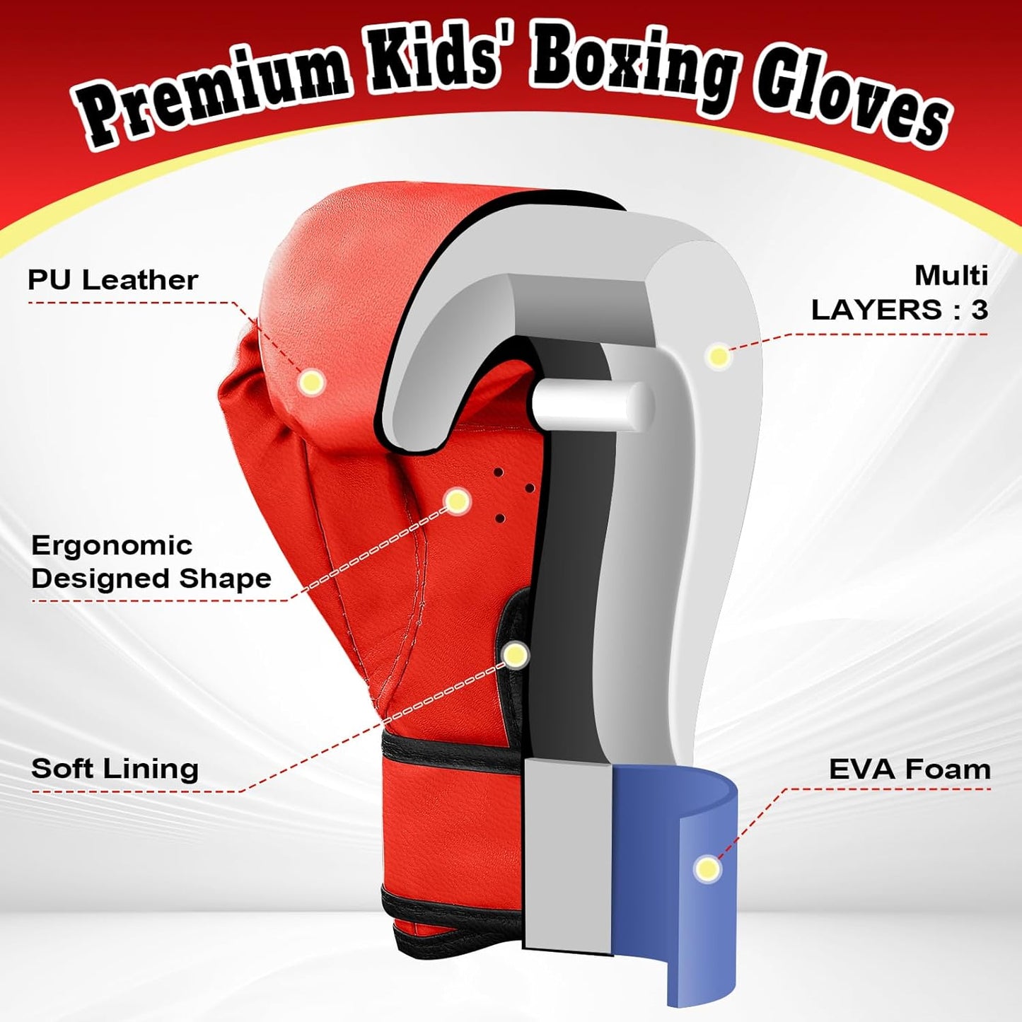 Kids Boxing Gloves for Boys & Girls, Youth Boxing Training Gloves for Kids Age 3 to 9 Years, 4OZ Training Sparring Gloves for Punching Bag Kickboxing Muay Thai MMA