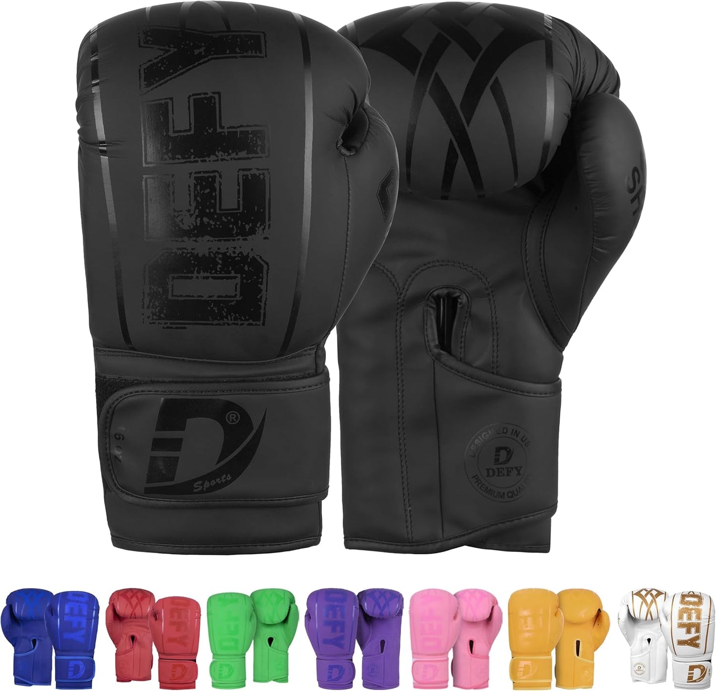 DEFY Boxing Gloves for Men & Women - Premium Quality Synthetic Leather Boxing Gloves for Training - Perfect for Punching Heavy Bags, Sparring, & Fighting Gloves