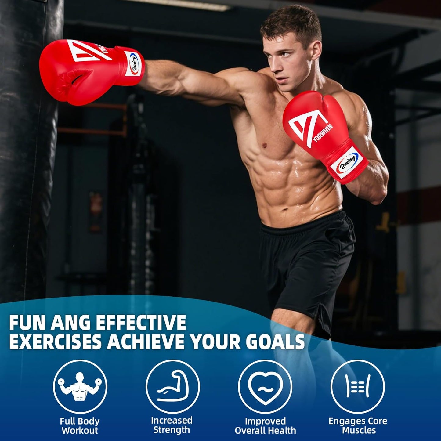 Boxing Gloves for Men Women, Training Sparring Boxing Gloves, Heavy Punching Bag Workout Gloves for Boxing Kickboxing Muay Thai Mixed Martial Arts MMA Training