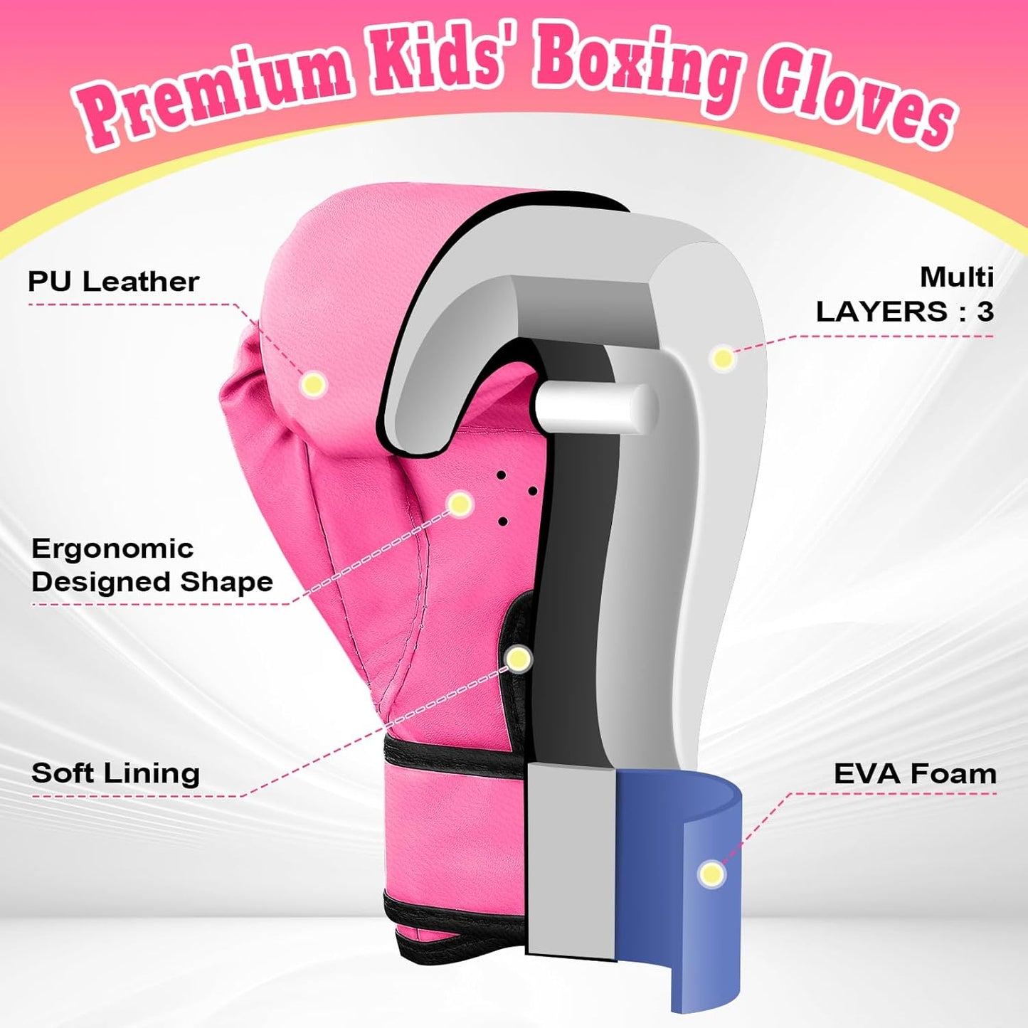 Kids Boxing Gloves for Boys & Girls, Youth Boxing Training Gloves for Kids Age 3 to 9 Years, 4OZ Training Sparring Gloves for Punching Bag Kickboxing Muay Thai MMA