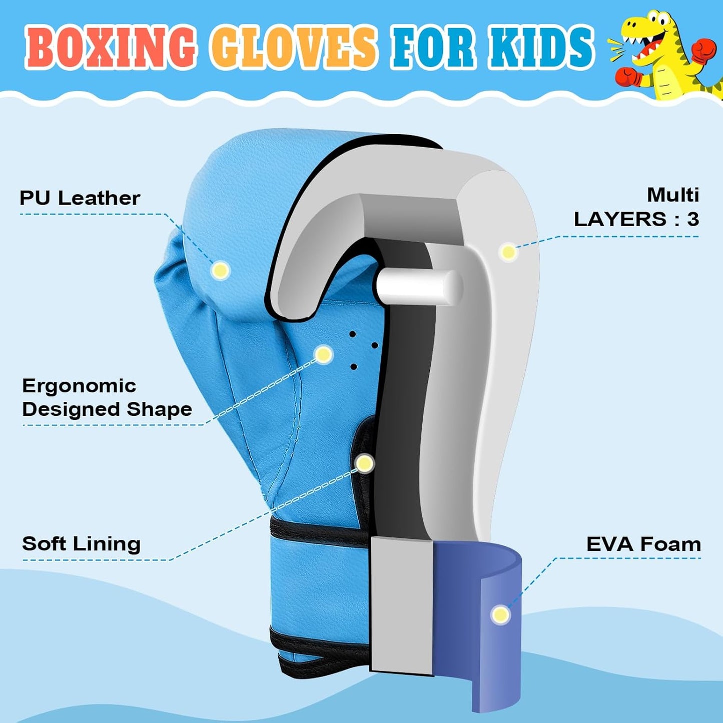Kids Boxing Gloves for Boys & Girls, Youth Boxing Training Gloves for Kids Age 3 to 9 Years, 4OZ Training Sparring Gloves for Punching Bag Kickboxing Muay Thai MMA