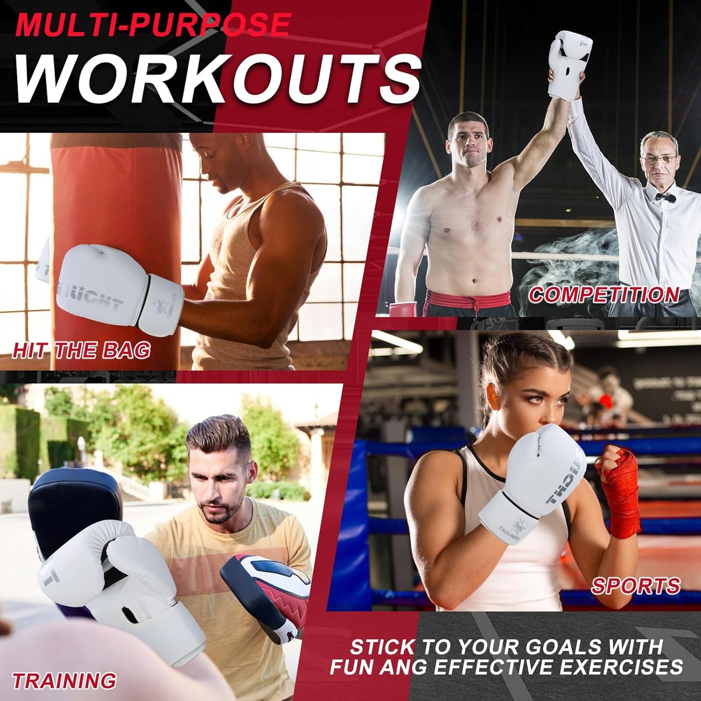 Boxing Gloves for Men Women, Sparring Training Punching MMA Kickboxing Boxing Gloves, Heavy Bag Workout Gloves for Boxing, Kickboxing, Muay Thai, MMA