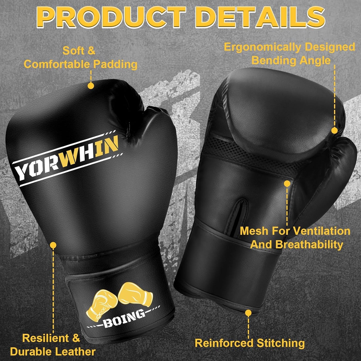 Boxing Gloves for Men Women, Training Sparring Boxing Gloves, Heavy Punching Bag Workout Gloves for Boxing Kickboxing Muay Thai Mixed Martial Arts MMA Training