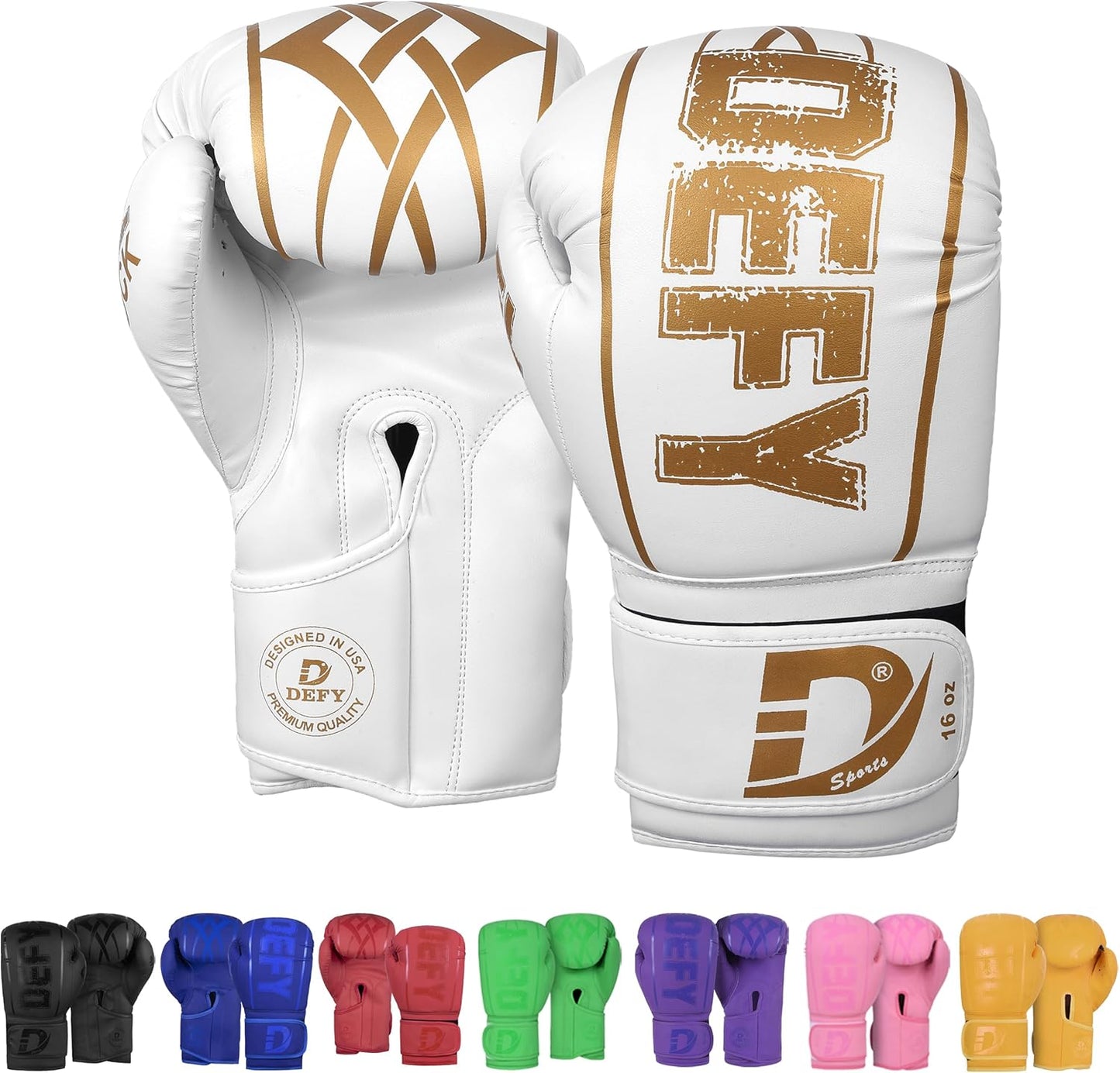 DEFY Boxing Gloves for Men & Women - Premium Quality Synthetic Leather Boxing Gloves for Training - Perfect for Punching Heavy Bags, Sparring, & Fighting Gloves