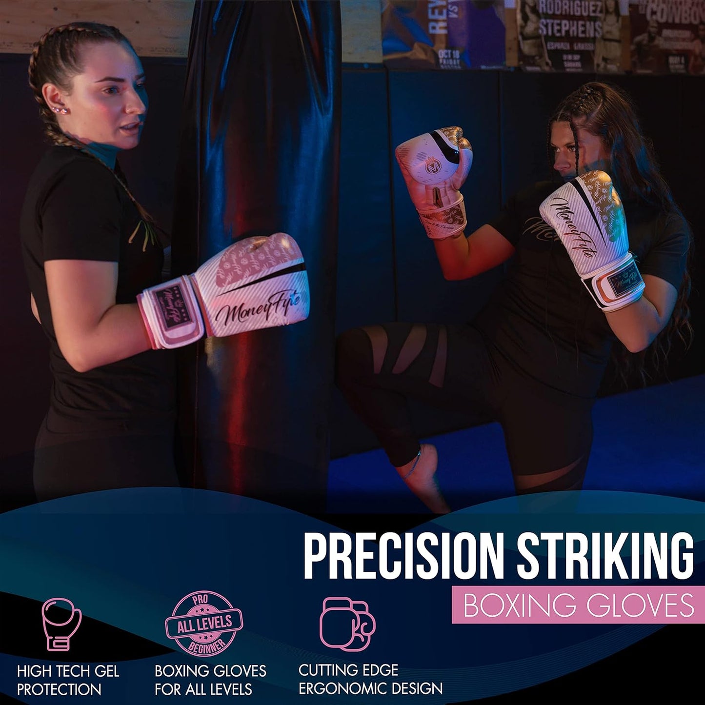 Boxing Gloves for Men & Women - Boxing, Kickboxing, Muay Thai, MMA, Training & Sparring - Punching Bag & Heavy Bag Gloves - MoneyFyte