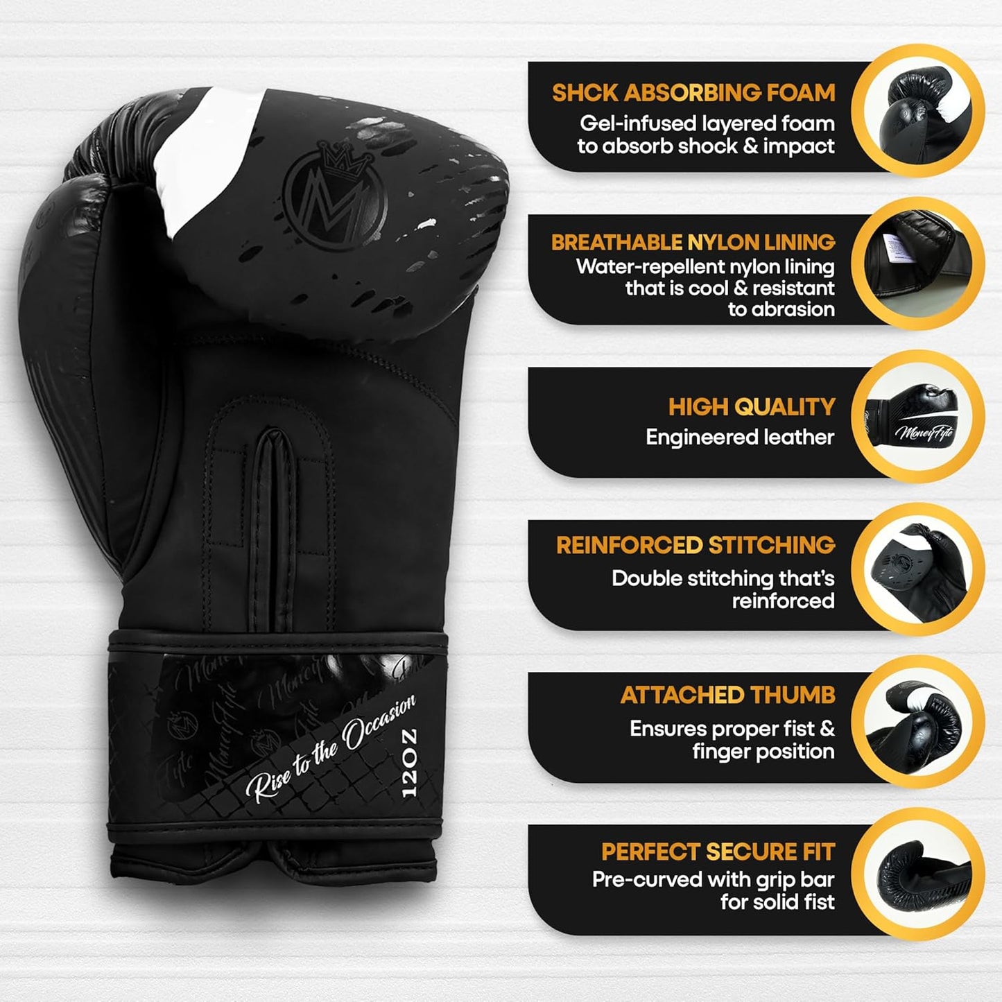 Boxing Gloves for Men & Women - Boxing, Kickboxing, Muay Thai, MMA, Training & Sparring - Punching Bag & Heavy Bag Gloves - MoneyFyte