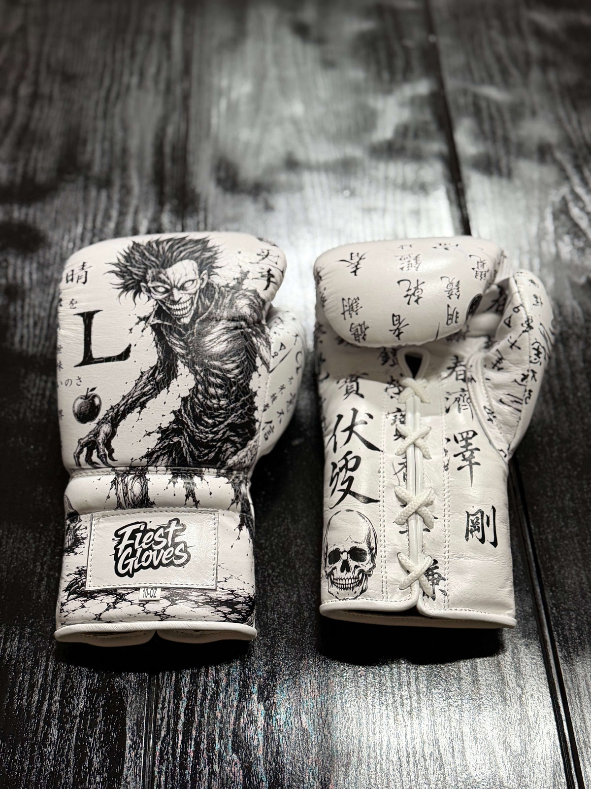 Fiest Winning Style Boxing Gloves White Padded Leather Training Gloves Back View
