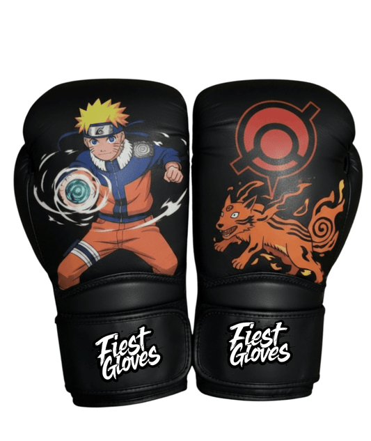 Fiest Winning Style Boxing Gloves Black/Orange/Blue Leather Training Gloves for Boxing