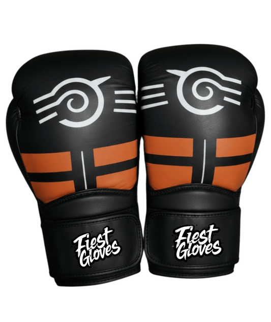 Fiest Winning Style Boxing Gloves Black/Orange/White Training Gloves with Secure Wrist Strap