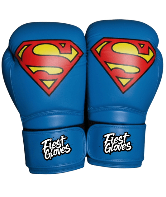 Fiest Winning Style Boxing Gloves Blue Padded Leather Training Gloves