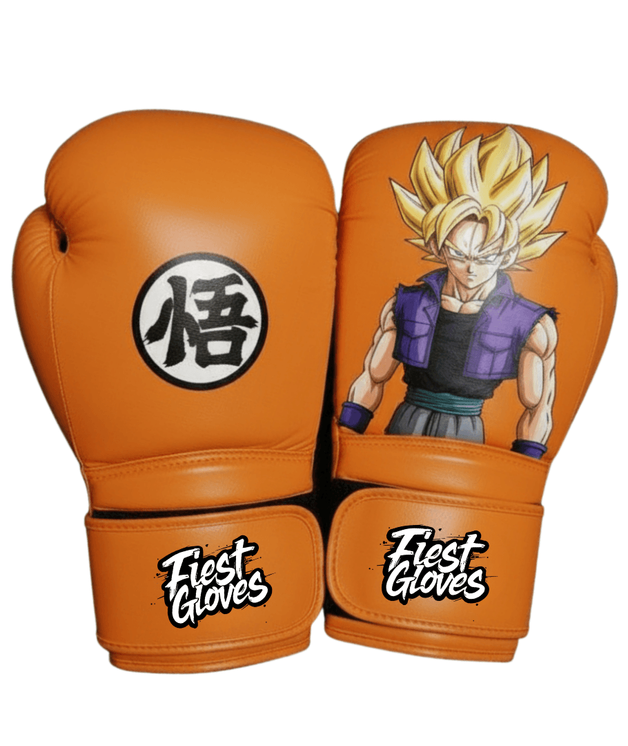 Fiest Winning Style Boxing Gloves Orange/Purple Curved Leather Gloves for Sparring