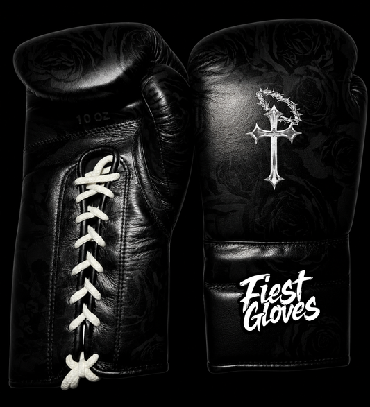 Fiest Winning Style Black Chrome Design 14oz Boxing Gloves High Quality