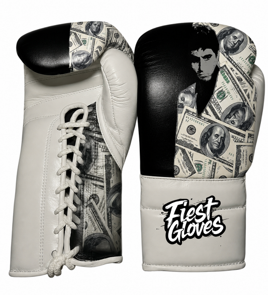 Fiest Winning Style White/Black Boxing Gloves Premium Quality