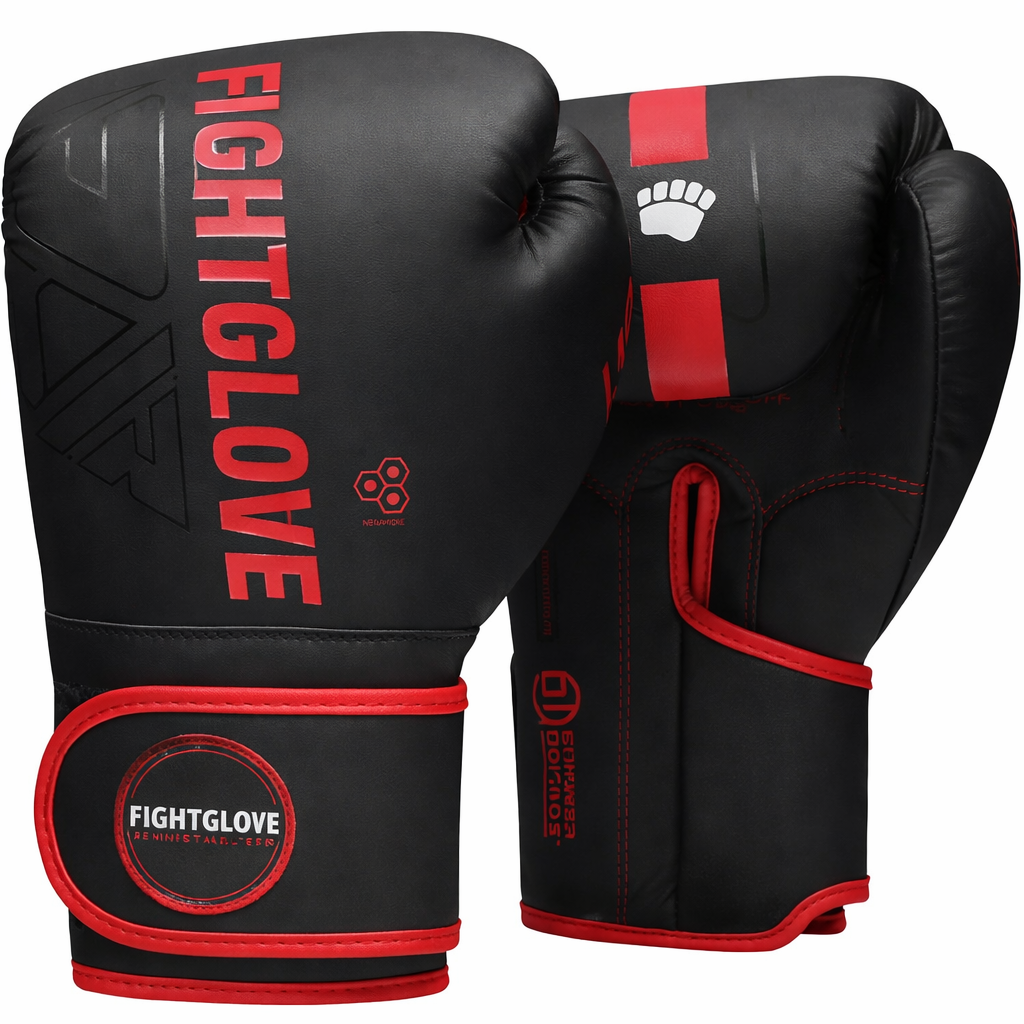FightGlove Training Boxing Gloves – Black & Red Edition