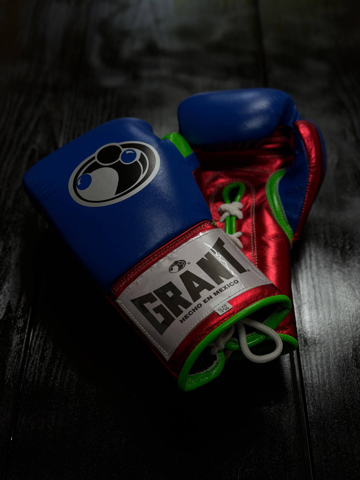 Grant Boxing Gloves Blue/Red/Green Curved Leather Gloves for MMA Training