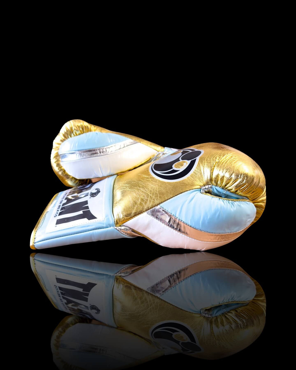 Grant Gold/Sky-Blue/Silver Boxing Gloves 14oz Premium Training Gloves Thumb View