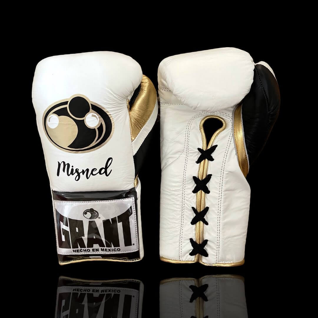 Grant White/Black/Gold 14oz Boxing Gloves High Quality Gym Gloves