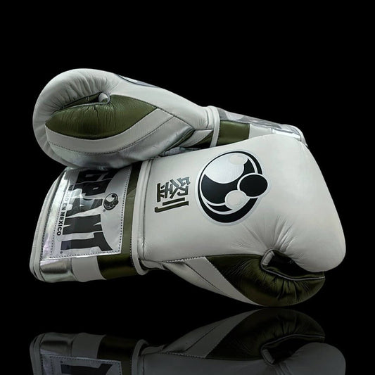 Grant White/Light-Green/Silver Boxing Gloves Durable Sparring Gloves