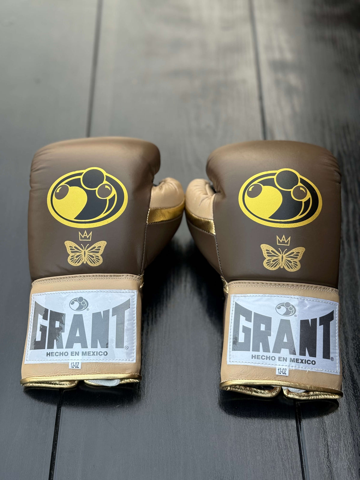 Grant Boxing Sets Brown/Beige/Gold Training Set with Gloves Back View