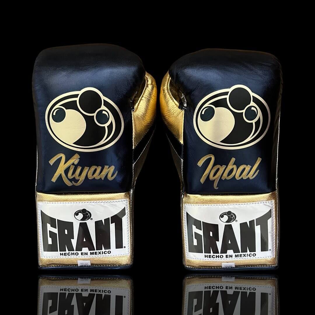 Grant Black/Grey/Gold Complete Boxing Set Gloves Back View