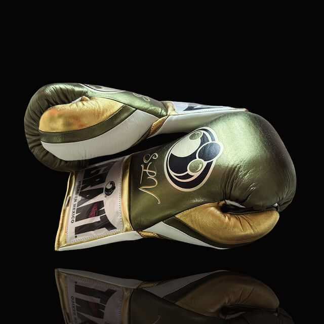 Grant Green/White/Gold Boxing Set 14oz Gloves Thumb View