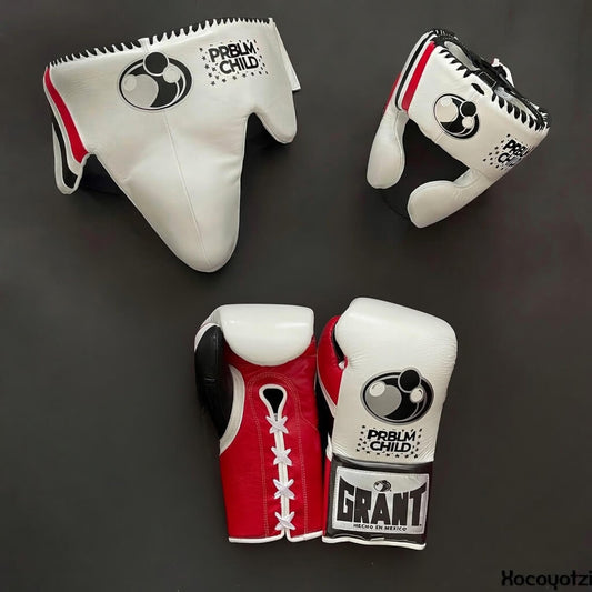 Grant White/Red/Black Boxing Set Custom Training Gloves Bundle