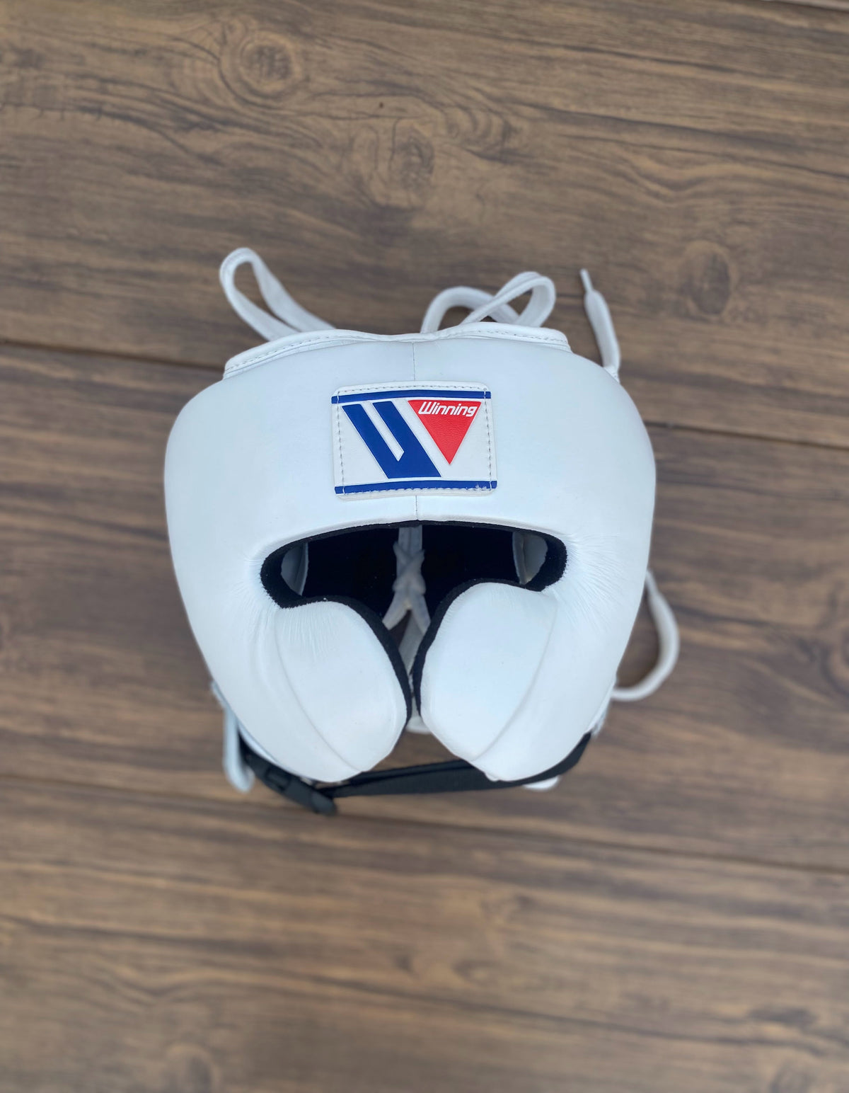 Winning Boxing Set White Lace-Up Headguard View