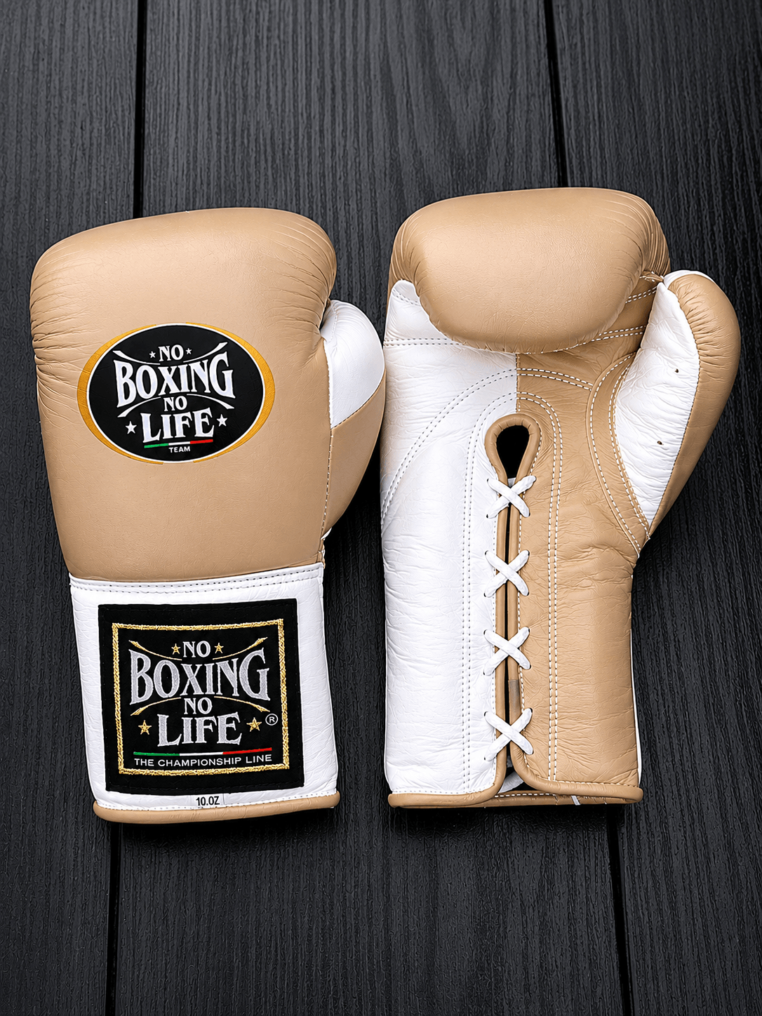 No Boxing No Life Beige/White Boxing Gloves Beginner Friendly Training Gloves